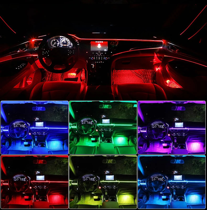 Led Car Ambient Lights App Control Optic Strip Acrylic Fiber