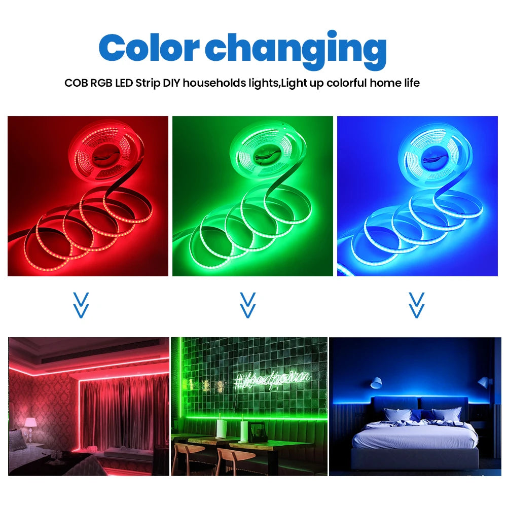DC 12V 24V COB LED Strip RGBCCT High Bright Led Tape Diode