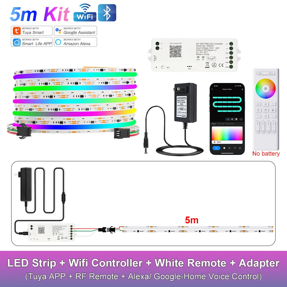 RGB-IC COB LED Strip with Tuya Wifi Controller LED Tape