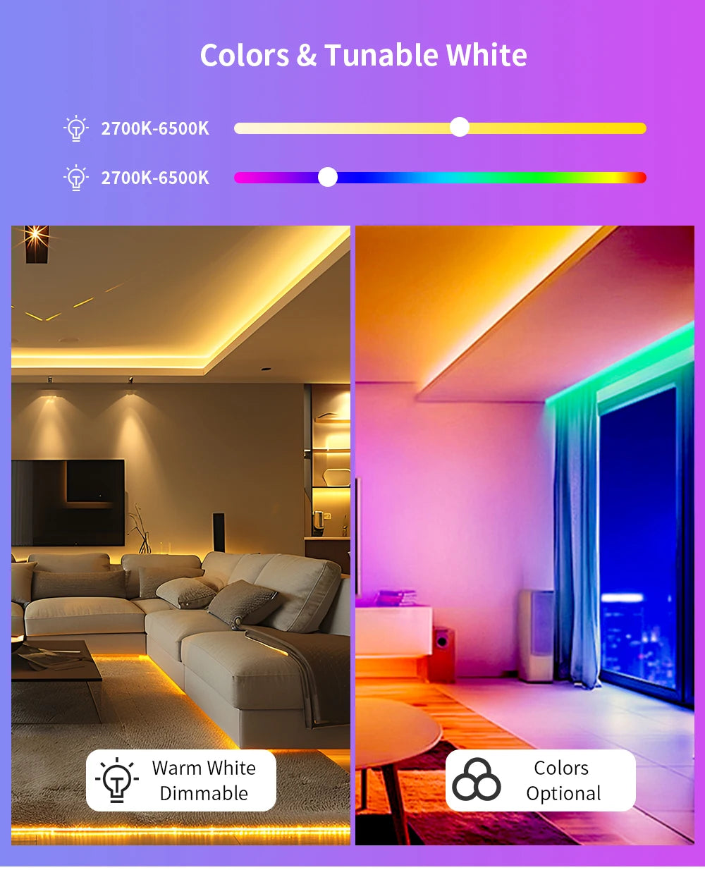 DC12V/24V RGBW COB LED Strip Light 8mm Ultra-Narrow