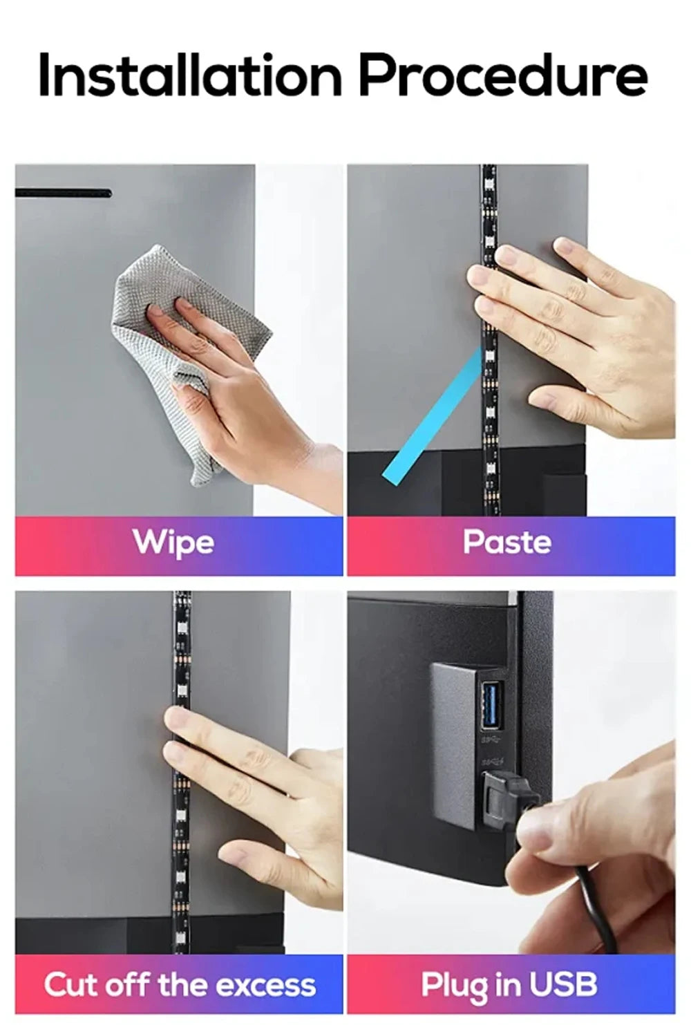 LED TV Led Backlight RGBIC USB Strip Light with AR Color