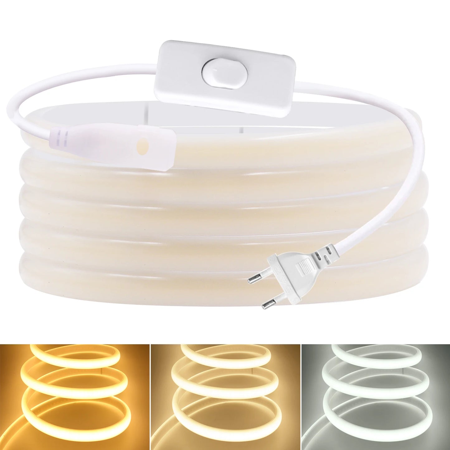 COB LED Strip Light With EU Switch/Dimmer Plug
