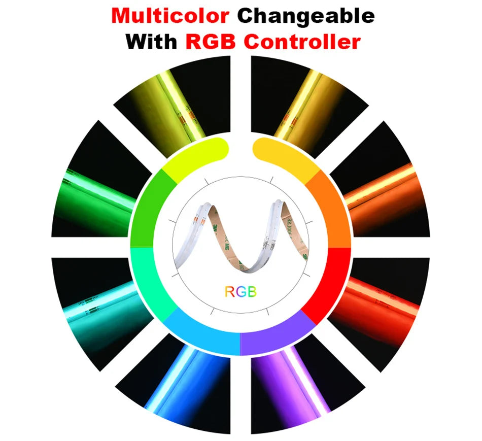 RGB COB LED Strip 576 LEDs/m High Density Flexible Dimmable