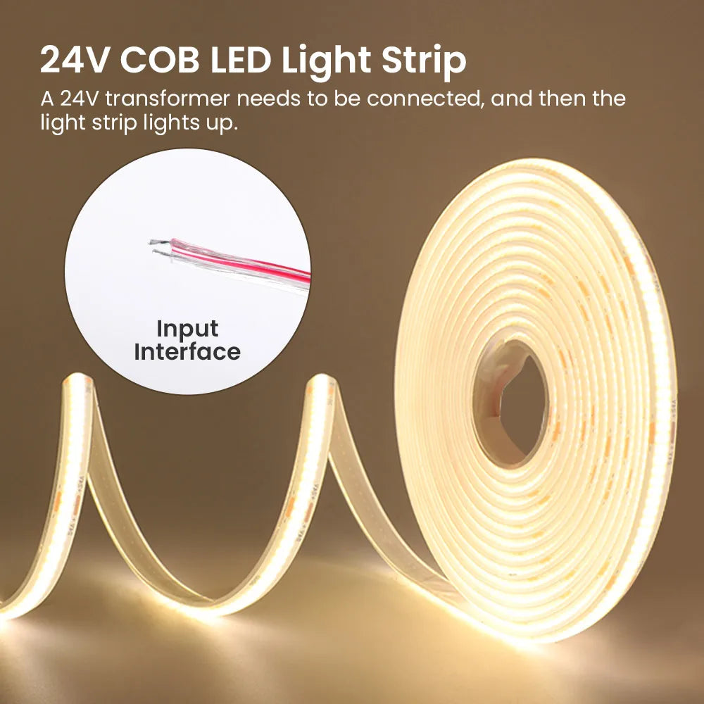 IP68 Waterproof COB Led Strip Light 12V 24V Flexible LED Tape