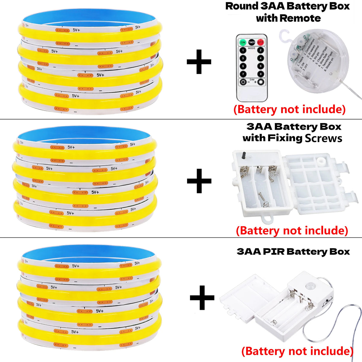 Flexible Tape Remote Control/PIR Motion Sensor Adhesive LED Light Strip 9 Colors