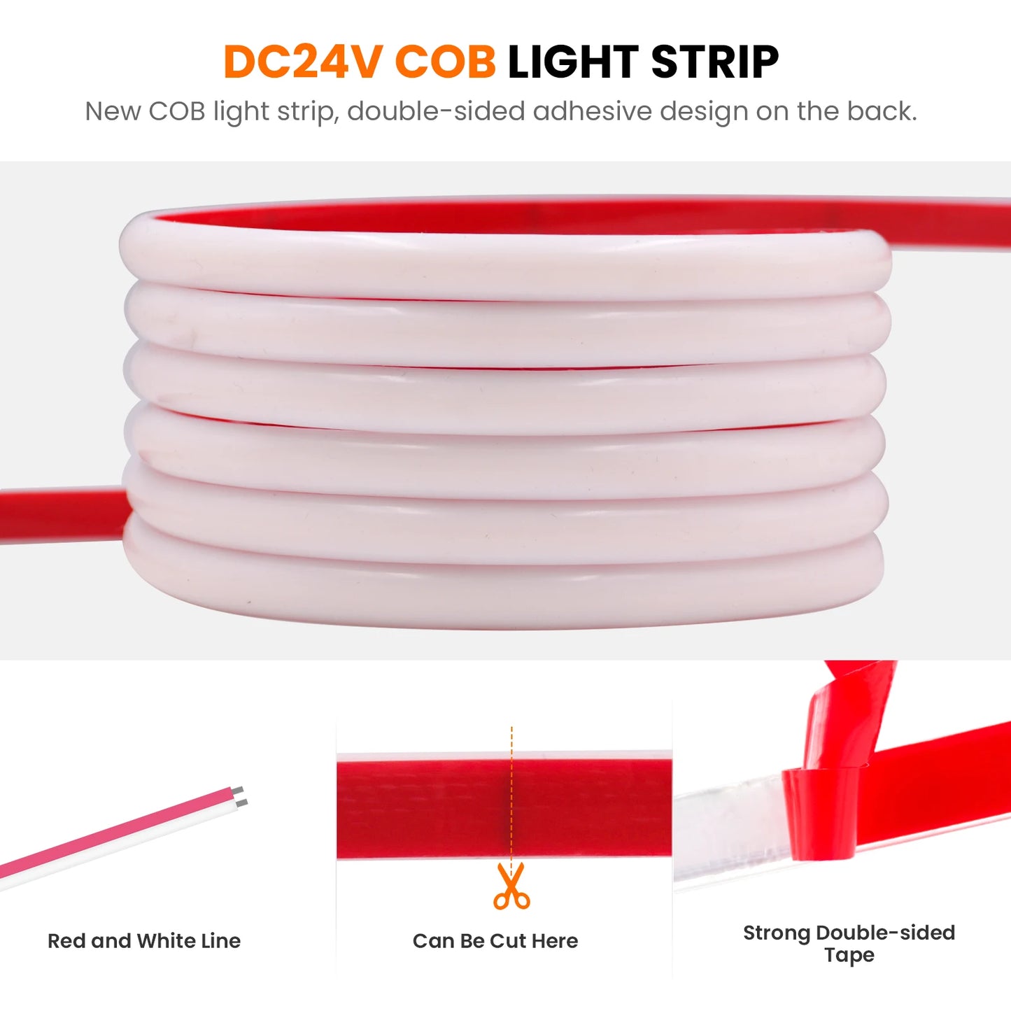 DC 24V COB Solar Neon Light Strips 320LEDs 480LEDs Lighting
