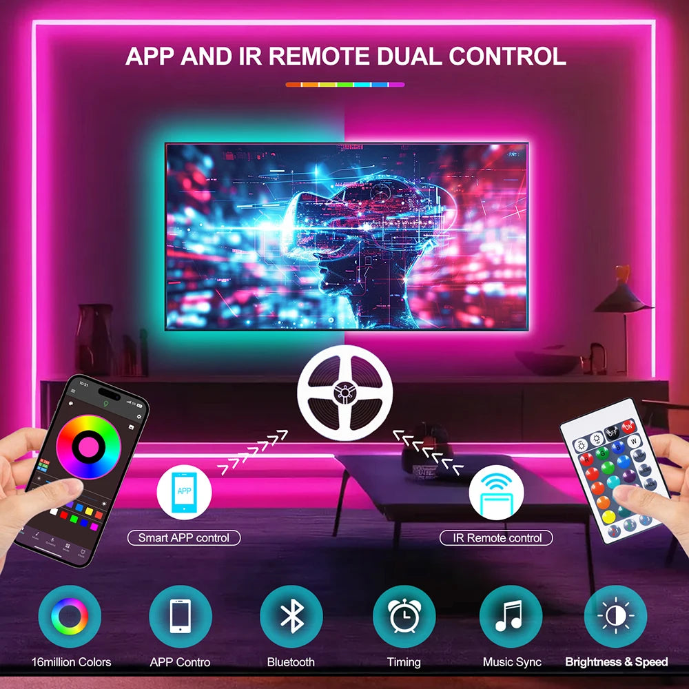 DC 5V USB RGB COB Light Strip 576LED/M Bluetooth APP 3key Controller