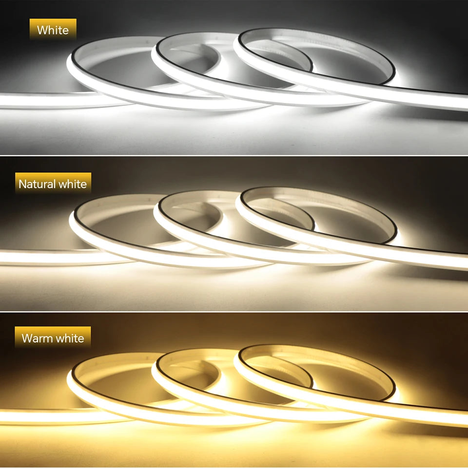 1-30M Flexible Solid Silicone COB LED Strip 220V for Home Ambience Decor
