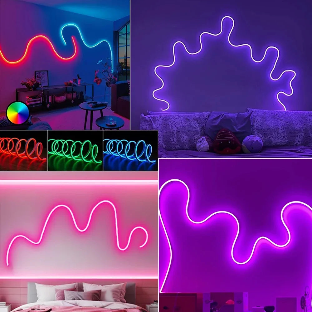 RGB LED Neon Lights with 44Keys Remote Flexible Neon Strip Lights
