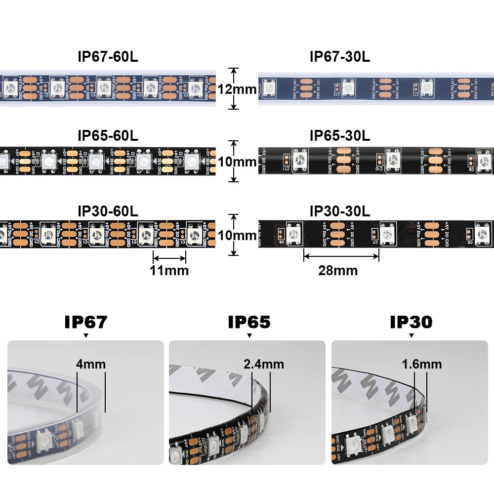 WS2812B Led Lights DC5V RGB Led Strip Light Individually Addressable
