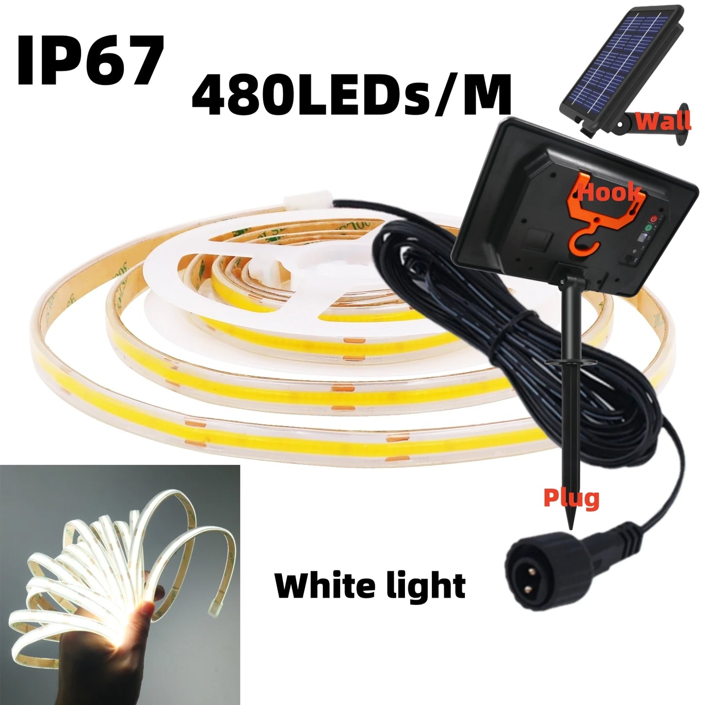 DC 24V COB Solar Neon Light Strips 320LEDs 480LEDs Lighting