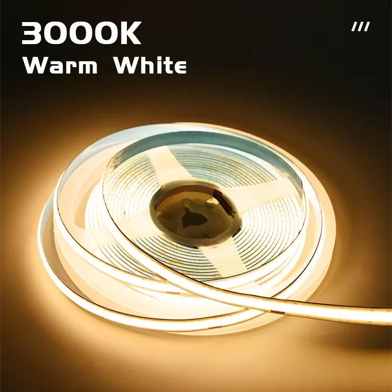 5m 10m DC12-24V COB LED Strip Lights 320LEDs/m High Density