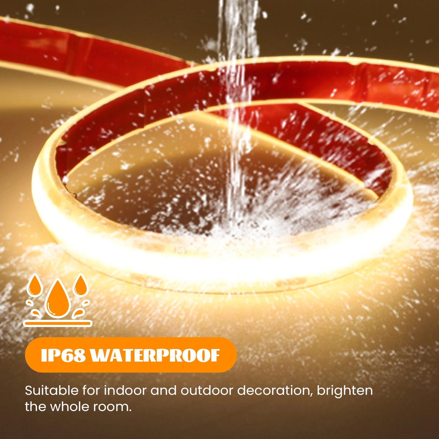 IP68 Waterproof USB COB LED Strip Light 5V 320LEDs