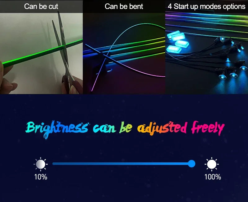 22 In 1 Car Ambient Lights RGB 64 Color Universal LED Strip