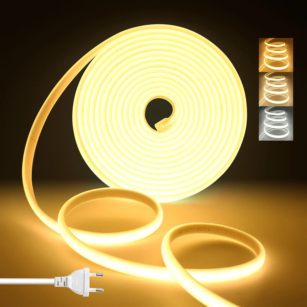 220V Dimmable COB LED Neon Strip Light Dimmer Switch Plug