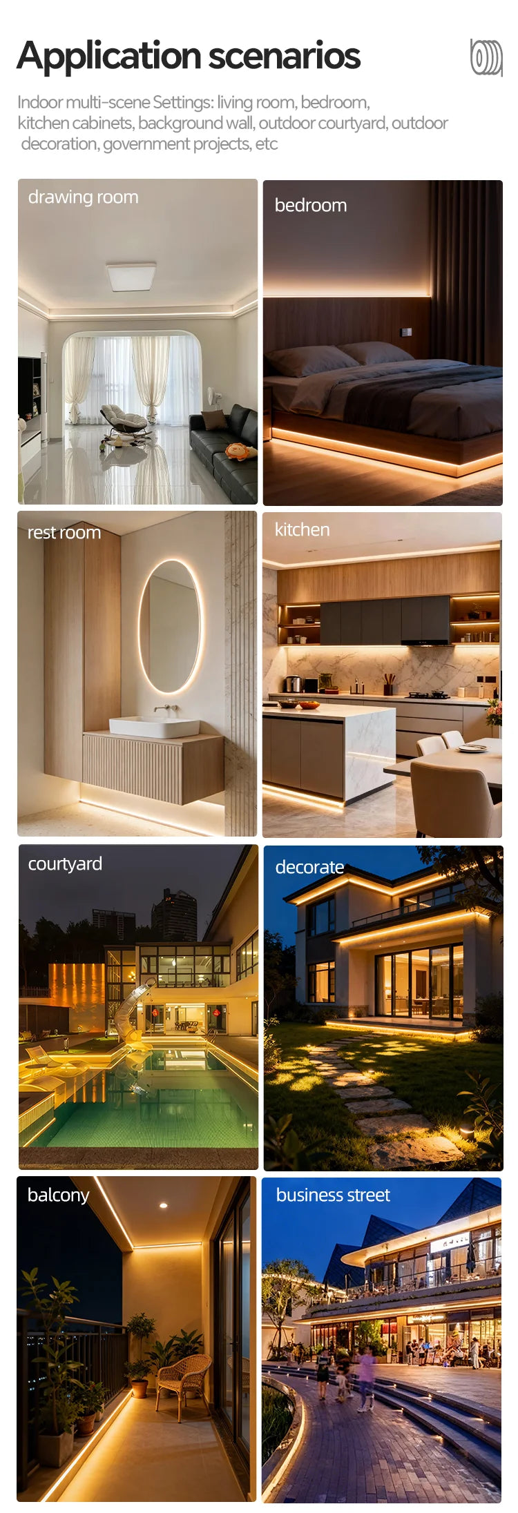 AC 220V LED Strip Light Waterproof Flexible Ribbon Tape