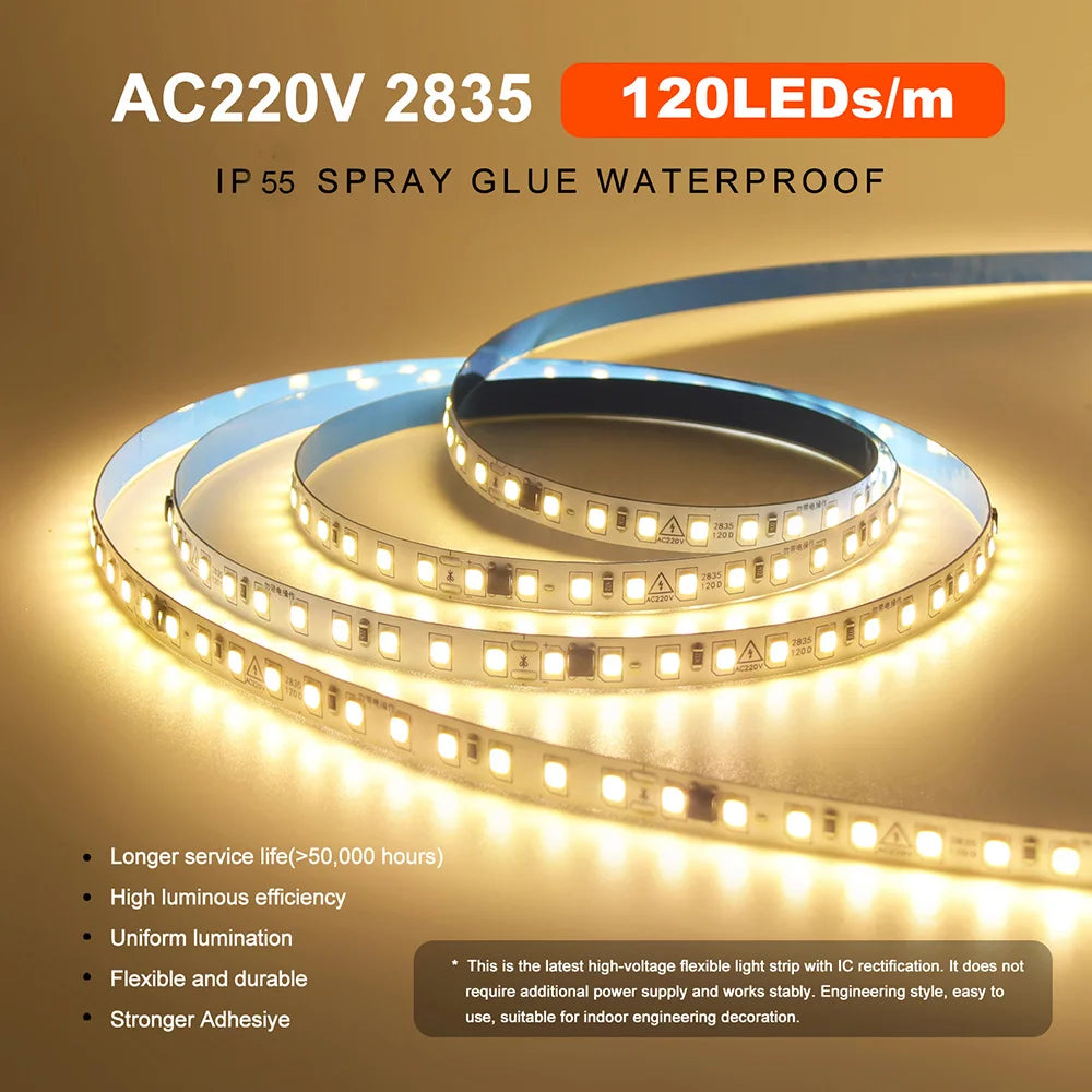 5m 10m 20m 50m Led Strip Light Adhesive Tape AC