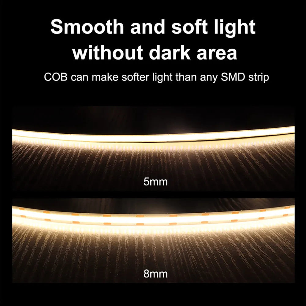 COB LED Strip 5mm 8mm 10mm Width LED Tape Bar Light