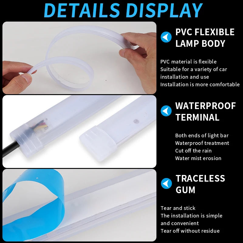 LED Car Daytime Running Lights Flexible Waterproof Strip