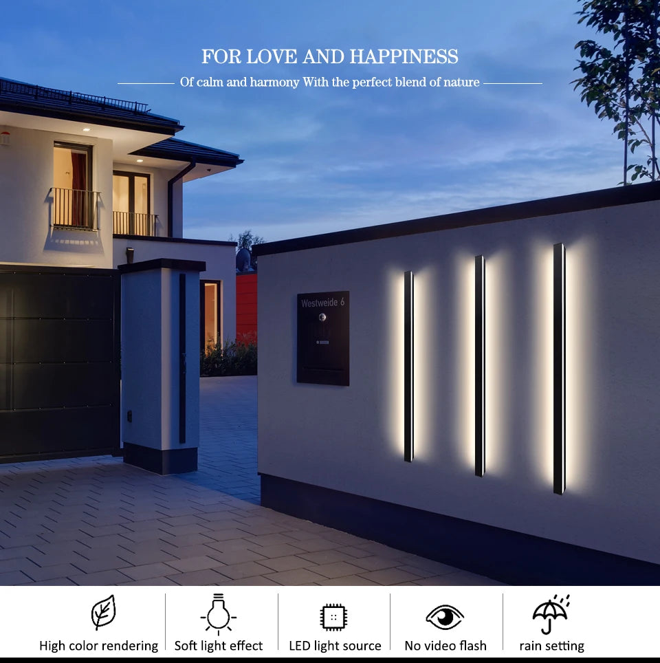 LED Lighting Wall Lamp IP65 Garden AC Long Wall Light Outdoor