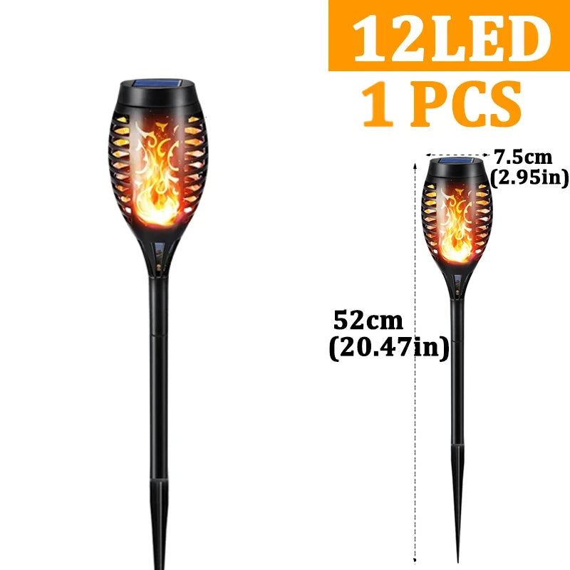 100LED Solar Garden Decor Torch Light Flickering Flame
