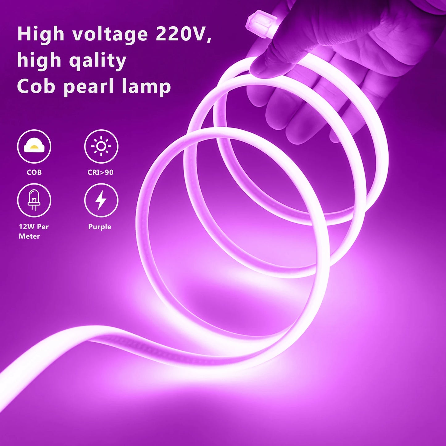 220V COB LED Light Strip IP65 Waterproof Ribbon Tape