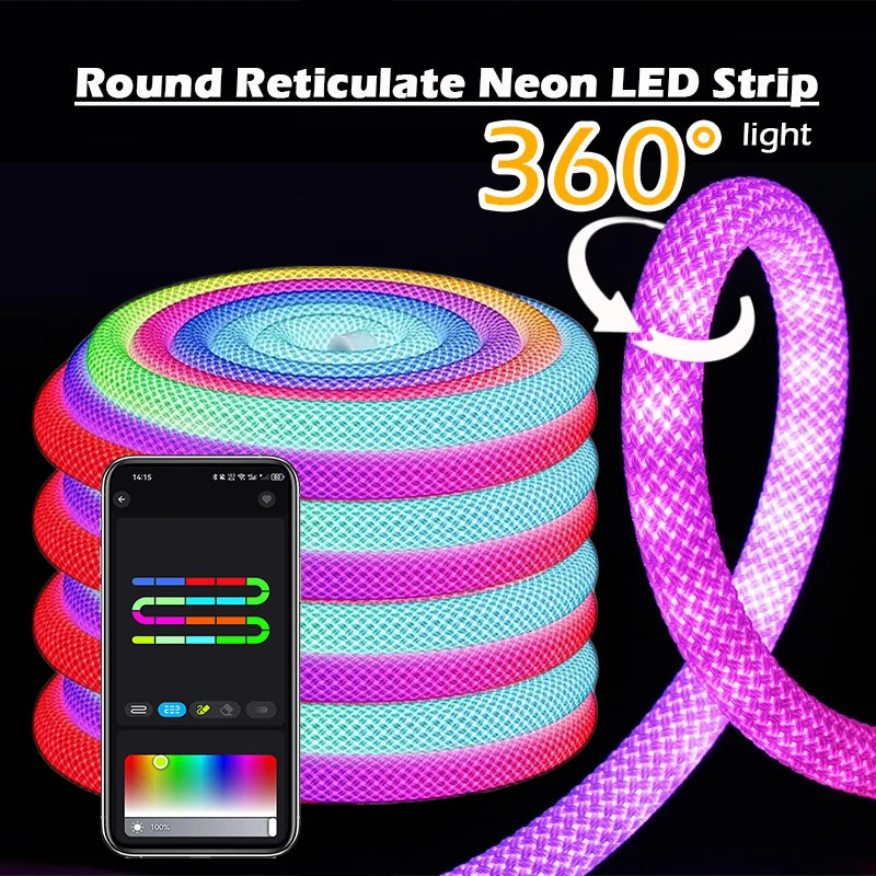 360 Degree Round Reticulate Neon LED Strip with Remote Control