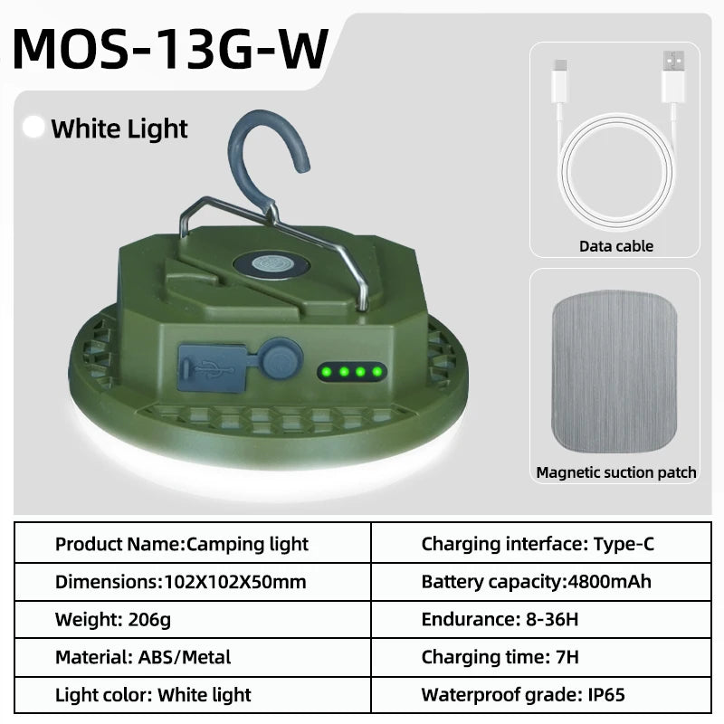 MOSLIGHTING Camping Light Rechargeable Lantern Portable Flashlight