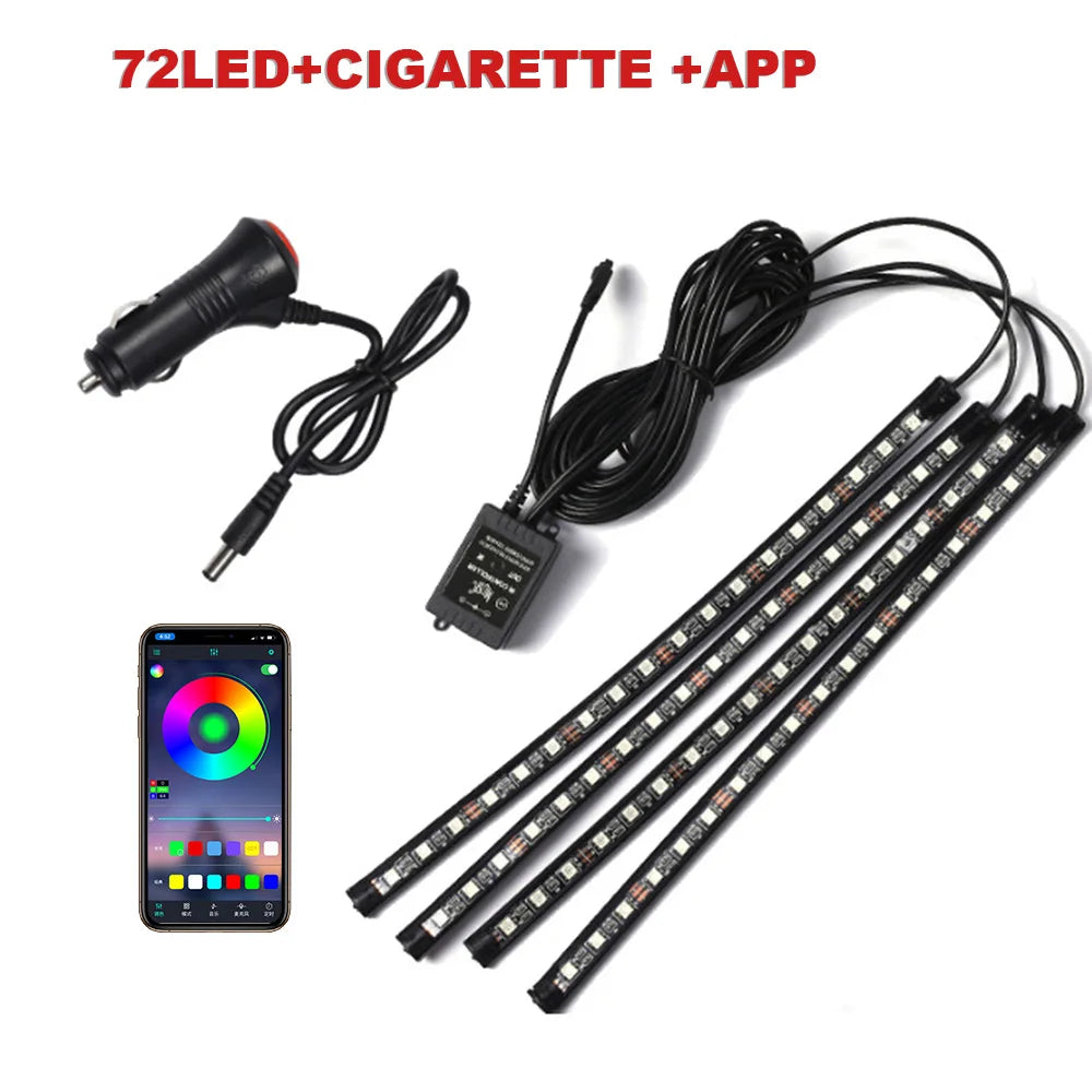 LED RGB Car Foot Ambient Light with USB Cigarette Automotive