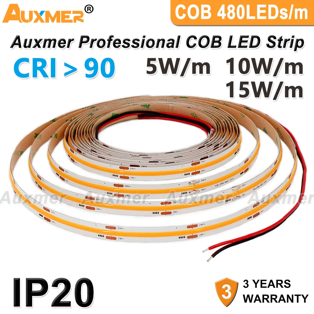 Professional COB 480LEDs/m LED Strip Light CRI90 High Density