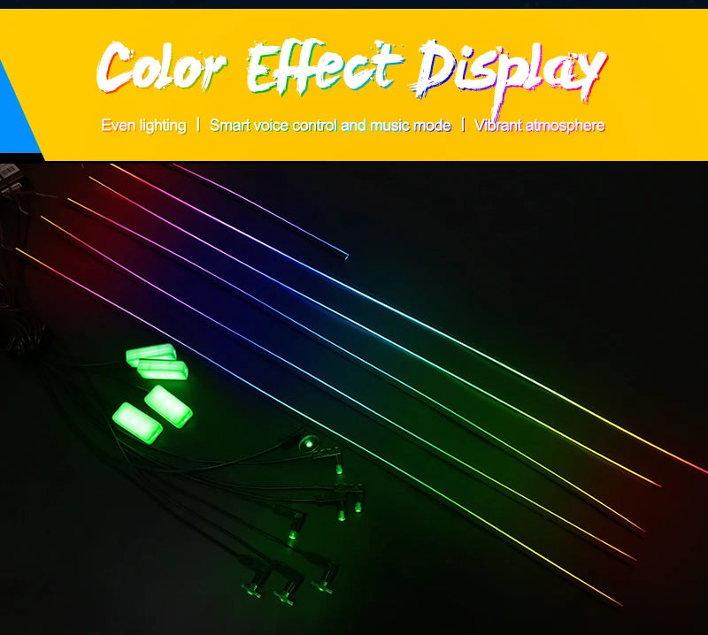 18 in 1 Car Ambient Light 64 Color Acrylic Strips App Control