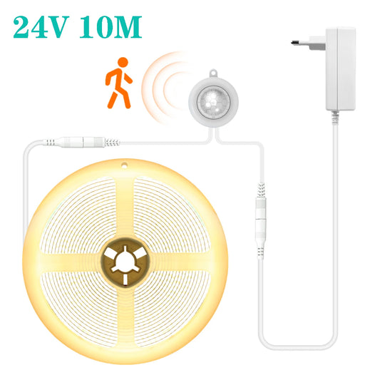 24V 10M Smart PIR Motion Sensor COB LED Strip Light
