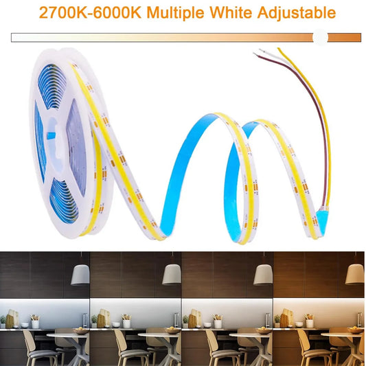 DC24V 2700K-6500K CCT COB FOB LED Strip Light 608LEDs