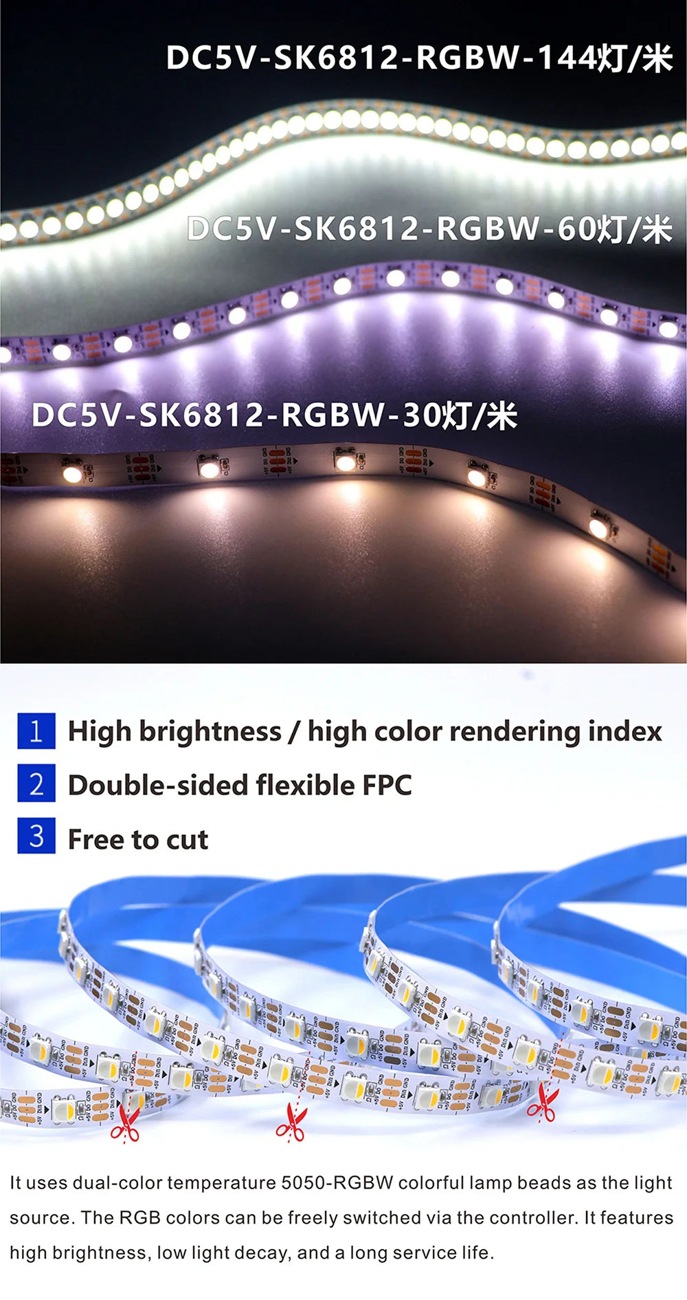Sk6812 DC 12V RGBW RGBWW 5050SMD independently