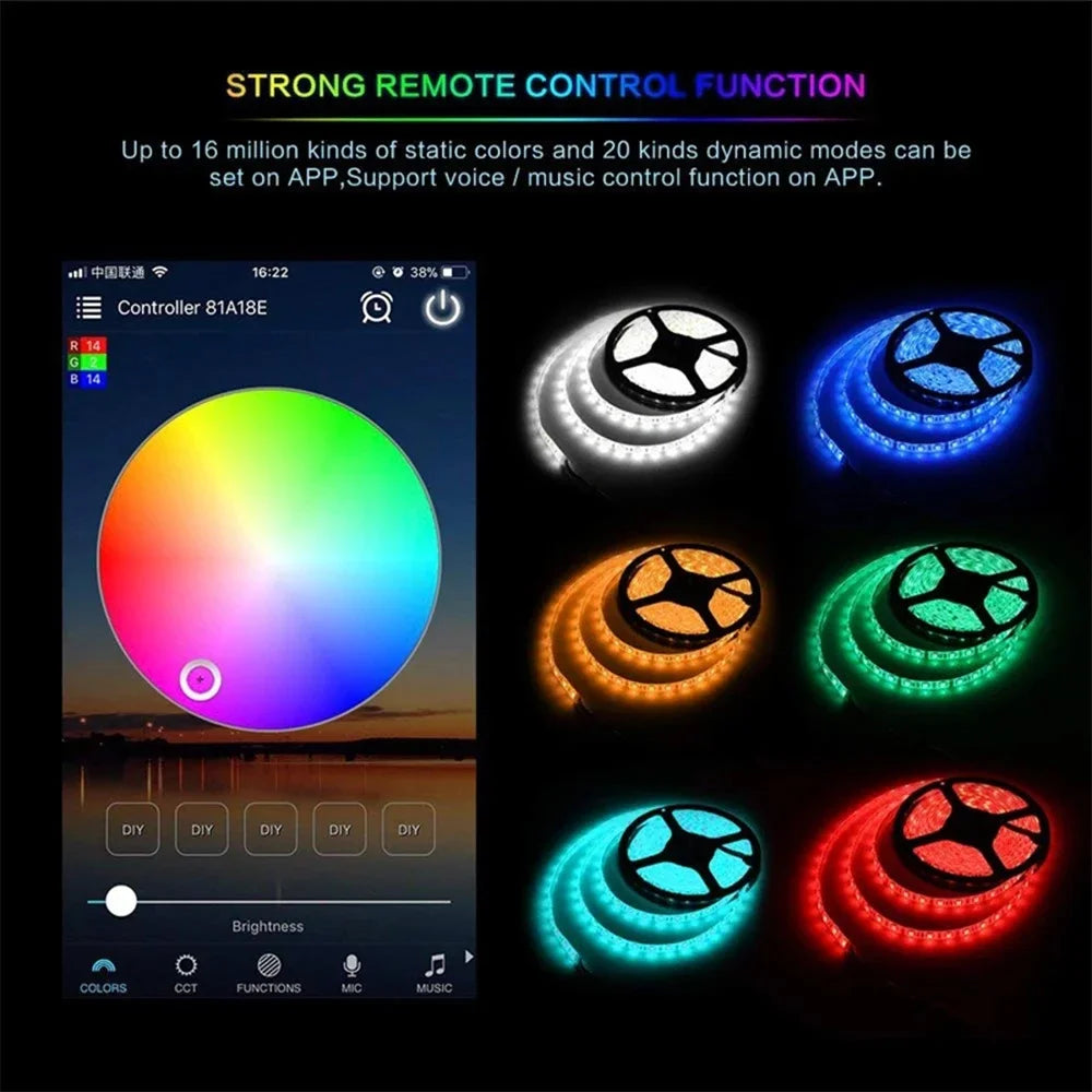 LED Strip RGB WS2812b Bluetooth App Remote Control Chasing