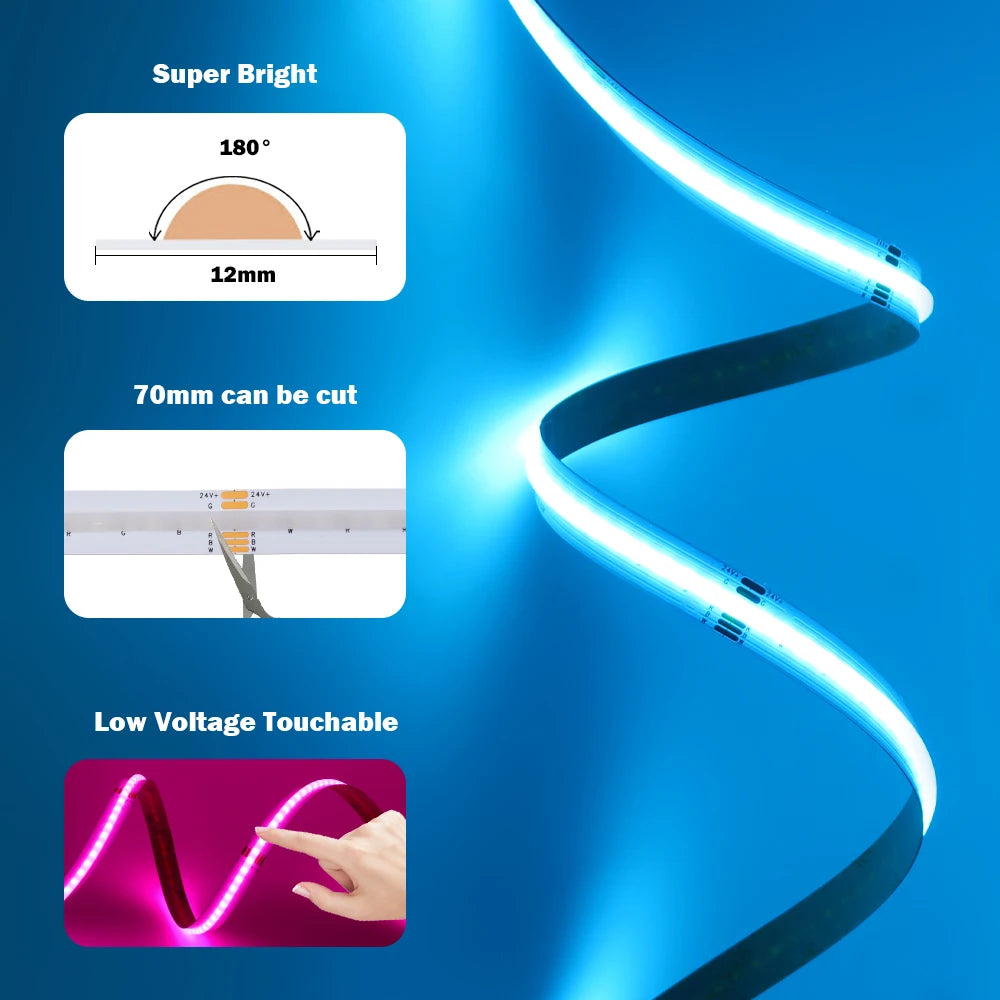 DC 12V 24V COB LED Strip RGBCCT High Bright Led Tape Diode