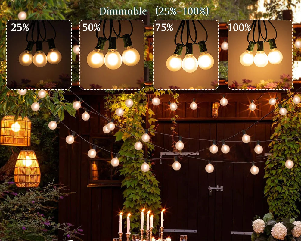 Vintage G40 Frosted Milky Glass String Lights Outdoor