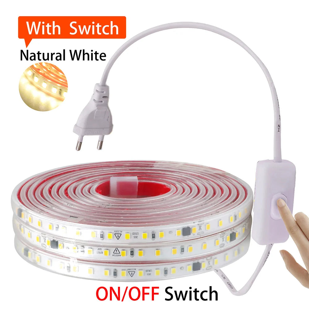 Dimmable 220V 2835 Led Strip Light with Dimmer Switch Adhesive Tape