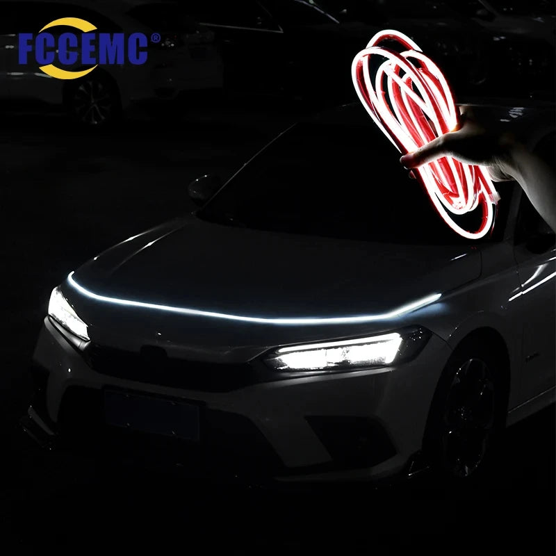 12V Scan Starting Led Car Hood Light Strip Decorative Strips Car