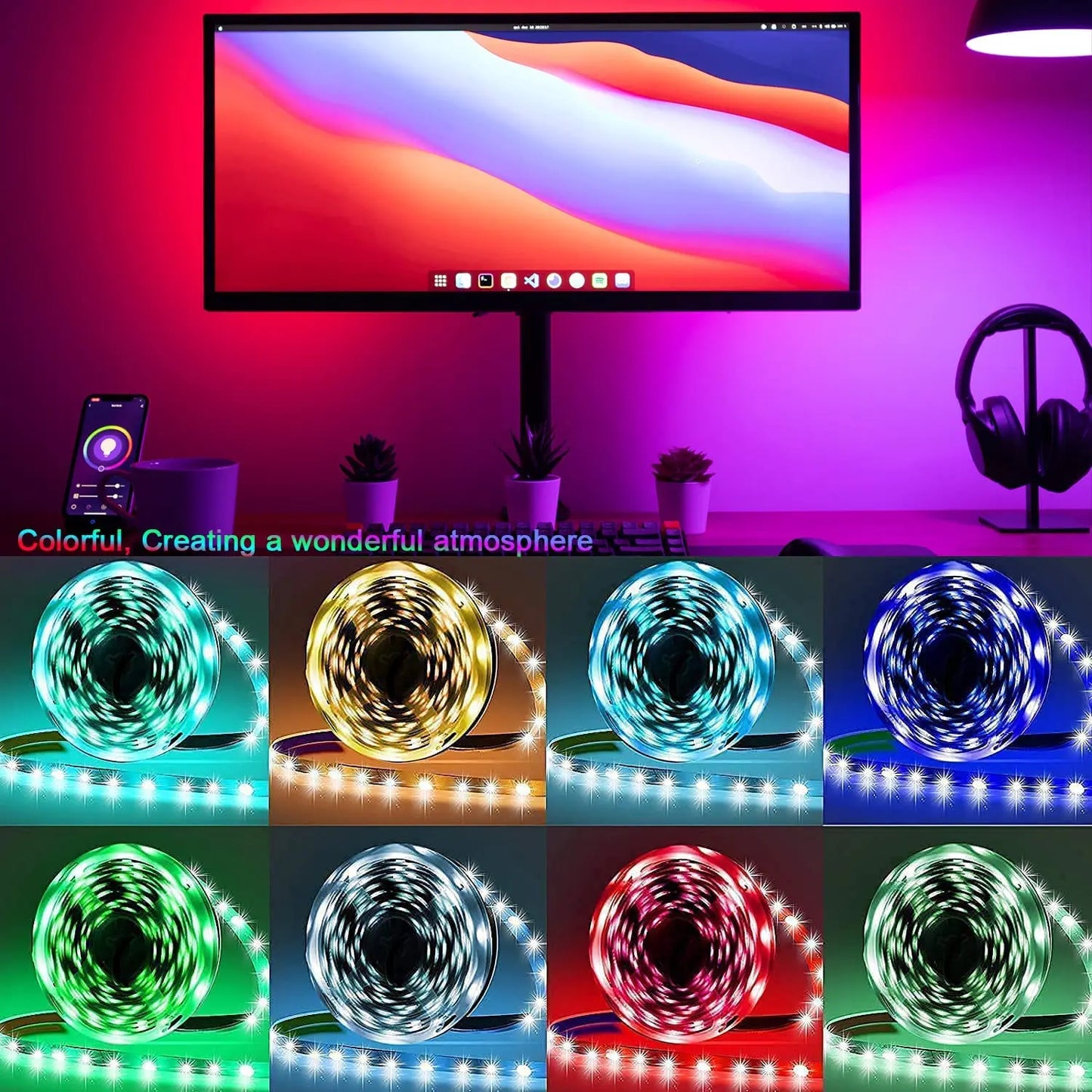 TV Backlight Monitor Display Background Tape Light USB RGB