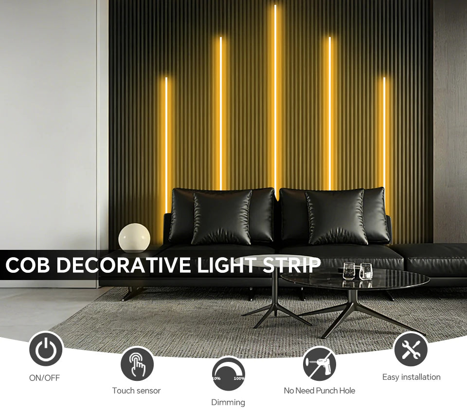 Touch Dimmable Black PCB LED Strip Light COB Tape