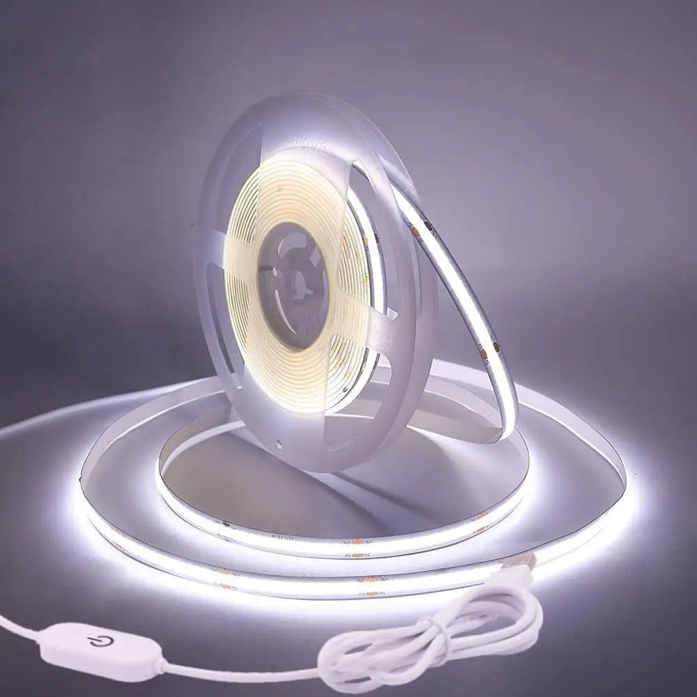 1M-5M USB LED Strip Light 5V 320LEDs/M COB Touch Sensor