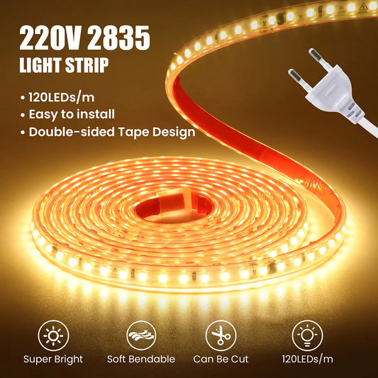 Dimmable 220V 2835 Led Strip Light with Dimmer Switch Adhesive Tape