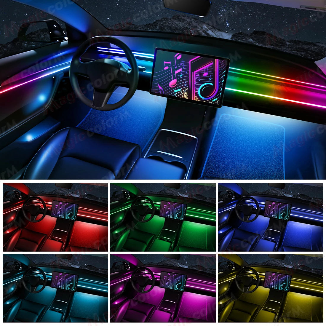 18 in 1 Led Car Ambient Lights 213 64 Color RGB Symphony