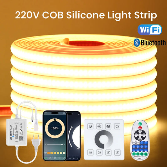 220V Dimmable COB LED Strip Light WIFI Bluetooth Wall Touch