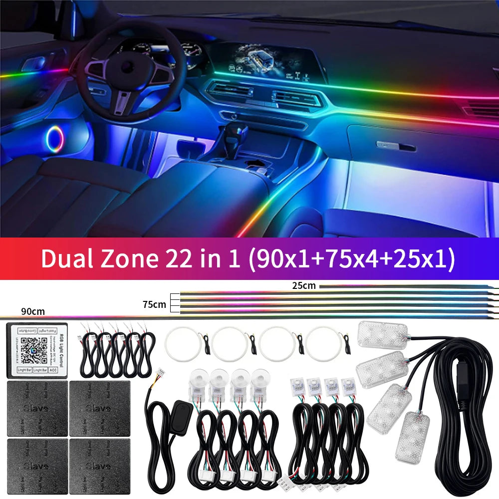 Dual Zone 18 in 1 Symphony RGB Car Ambient Light