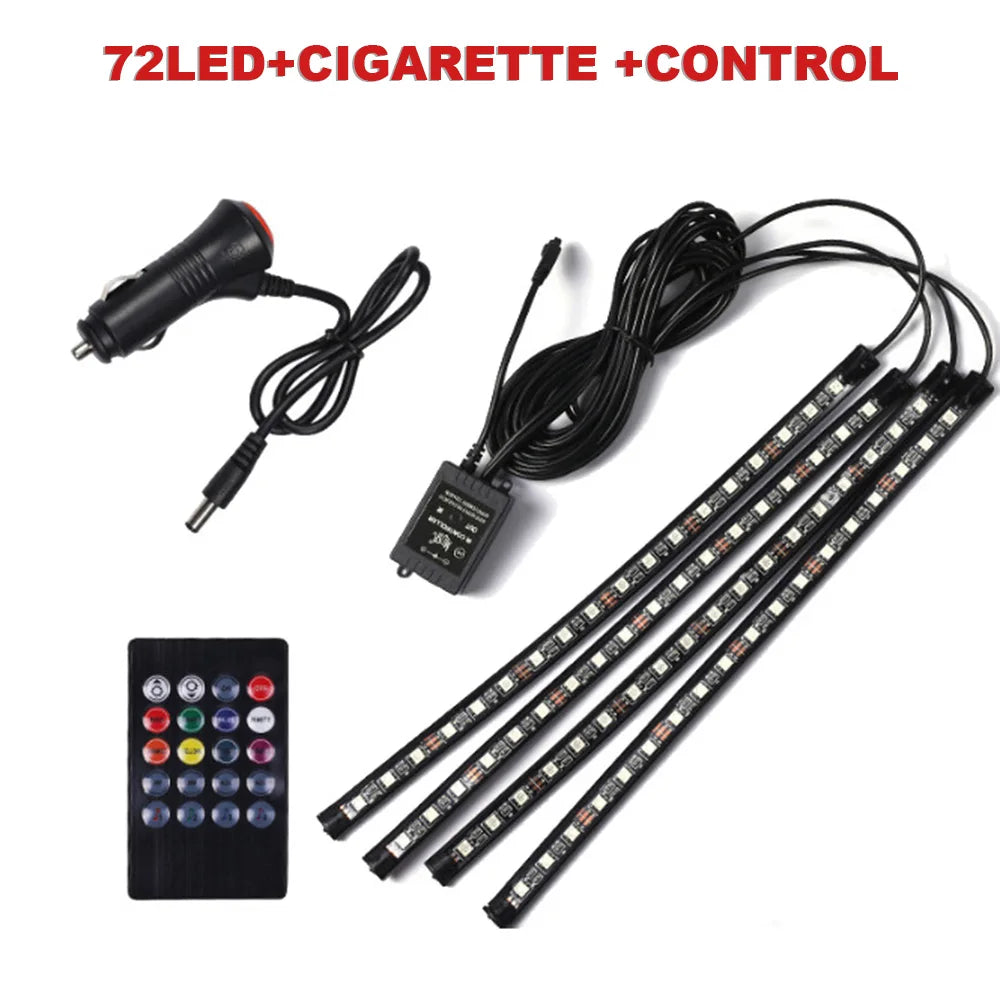LED RGB Car Foot Ambient Light with USB Cigarette Automotive