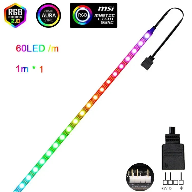 WS2812b ARGB LED Strip Light Addressable Rainbow Light