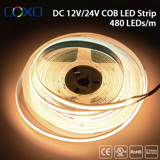 UL Listed COB LED Strip Light High Density Flexible Tape