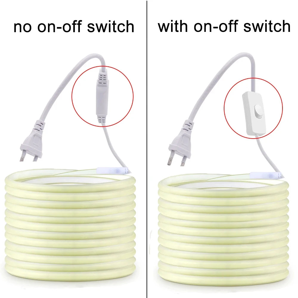 220V Led Strip with ON/OFF Switch Waterproof COB LED Strip 220V